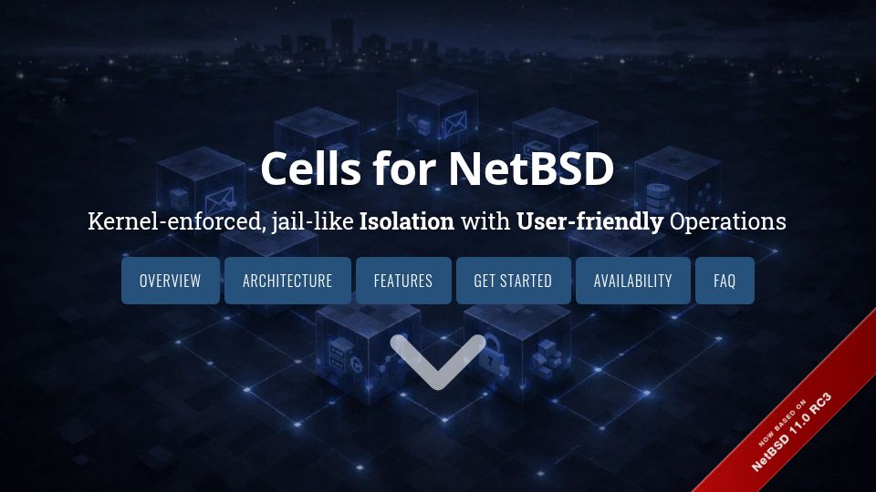 Screenshot of netbsd-cells.petermann-digital.de: Cells for NetBSD: kernel-enforced, jail-like isolation