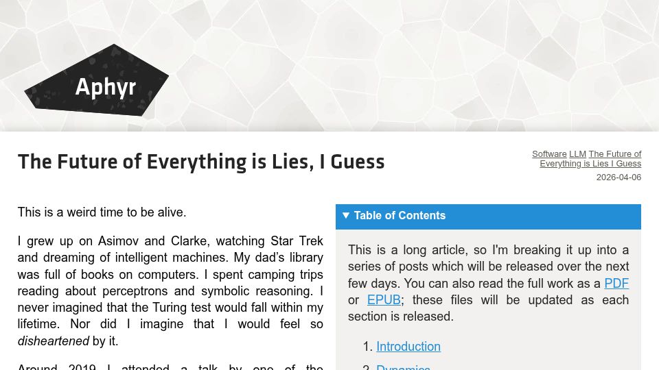 Screenshot of aphyr.com: ML promises to be profoundly weird