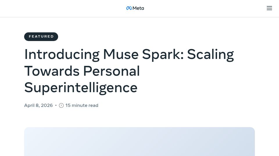 Screenshot of ai.meta.com: Muse Spark: Scaling towards personal superintelligence