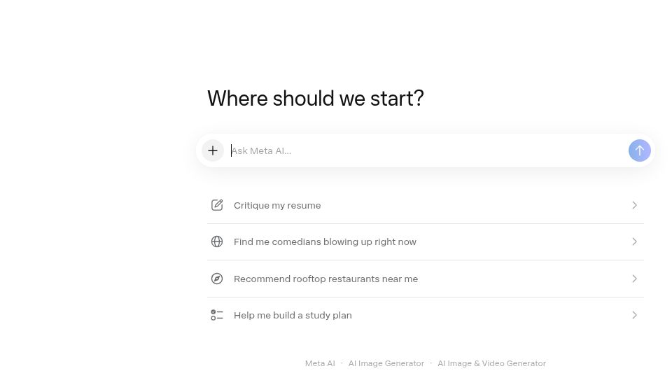 Screenshot of meta.ai: Muse Spark – Meta Superintelligence Labs
