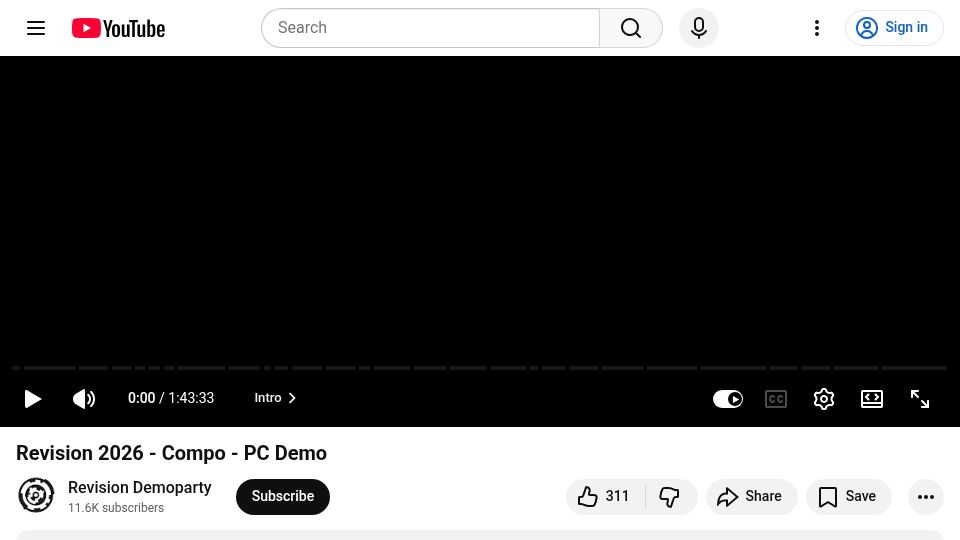 Screenshot of youtube.com: Revision Demoparty 2026: Razor1911 [video]