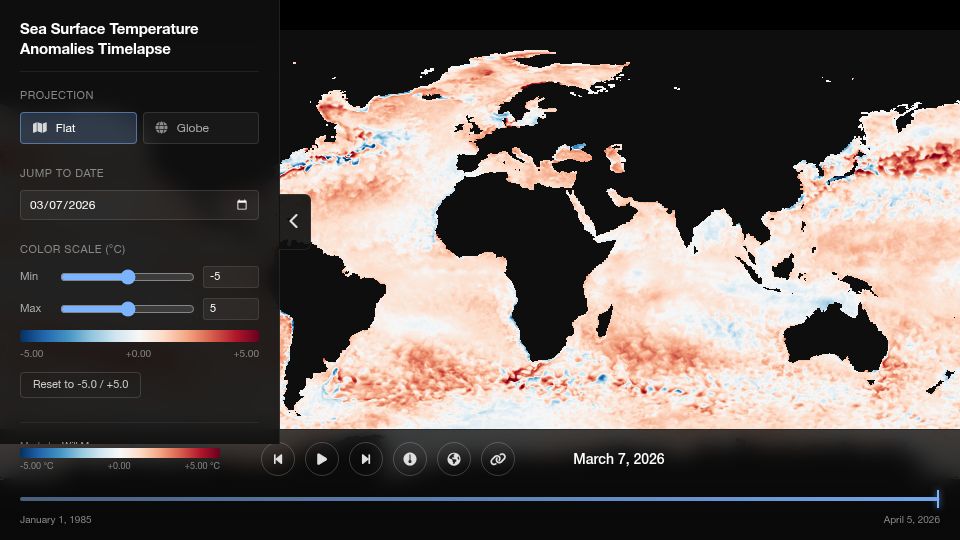 Screenshot of ssta.willhelps.org: Show HN: 41 years sea surface temperature anomalies
