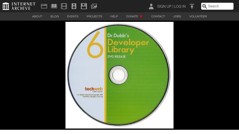 Screenshot of archive.org: Dr. Dobb's Developer Library DVD 6 (2010)