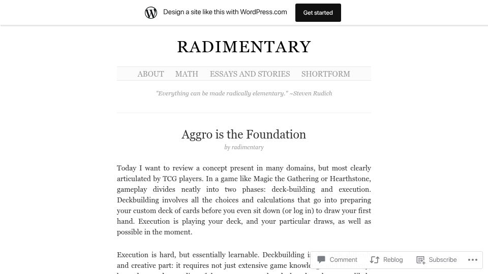 Screenshot of radimentary.wordpress.com: Aggro Is the Foundation (2022)