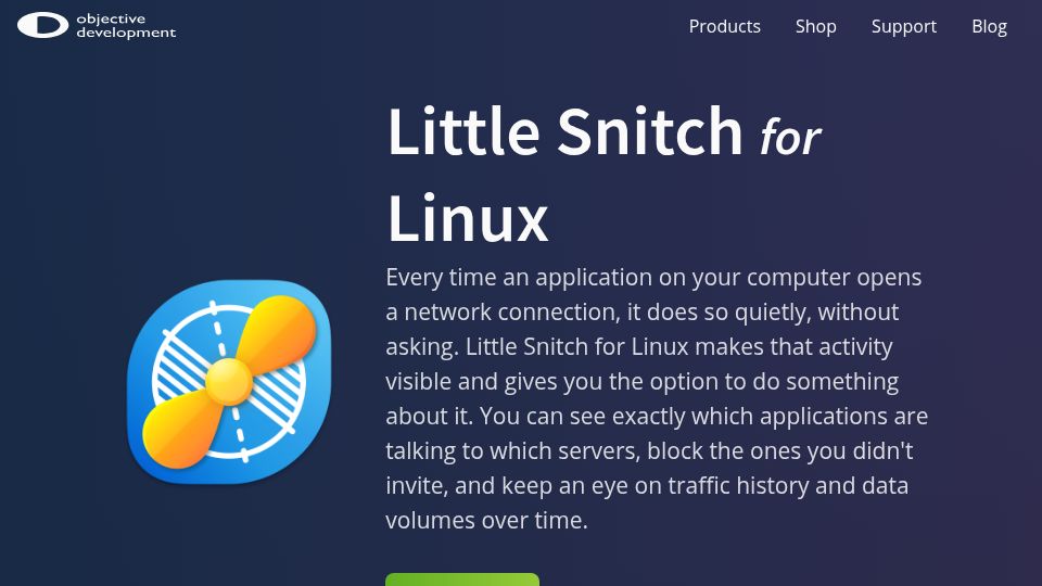Screenshot of obdev.at: LittleSnitch for Linux