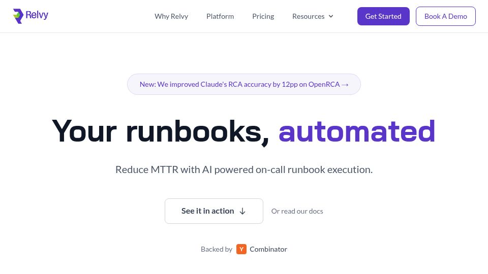 Screenshot of relvy.ai: Launch HN: Relvy (YC F24) – On-call runbooks, automated