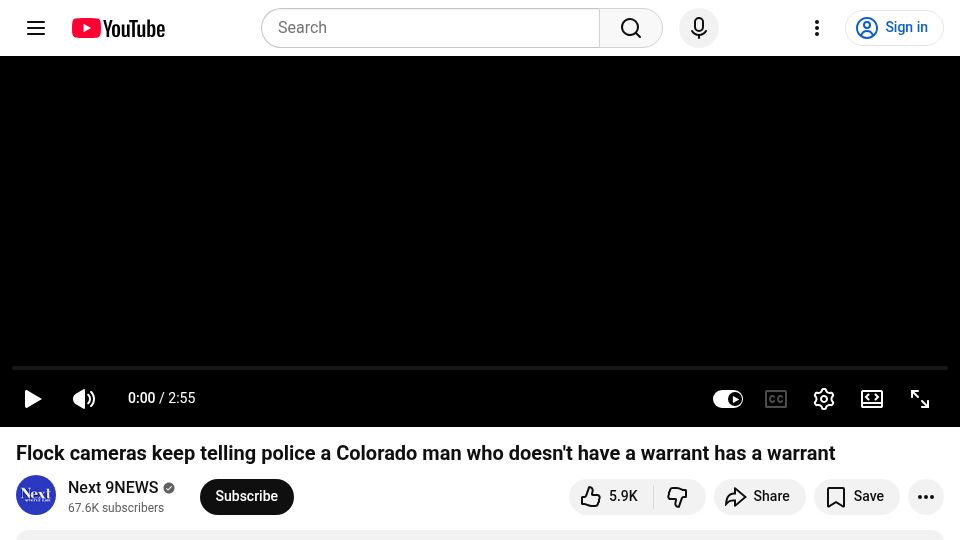 Screenshot of youtube.com: Flock cameras keep telling police a man who doesn't have a warrant has a warrant