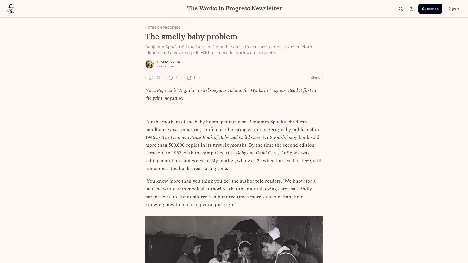 Screenshot of worksinprogress.news: The smelly baby problem
