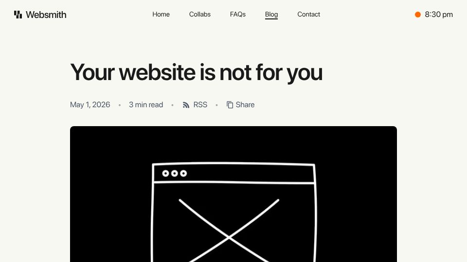 Screenshot of websmith.studio: Your website is not for you