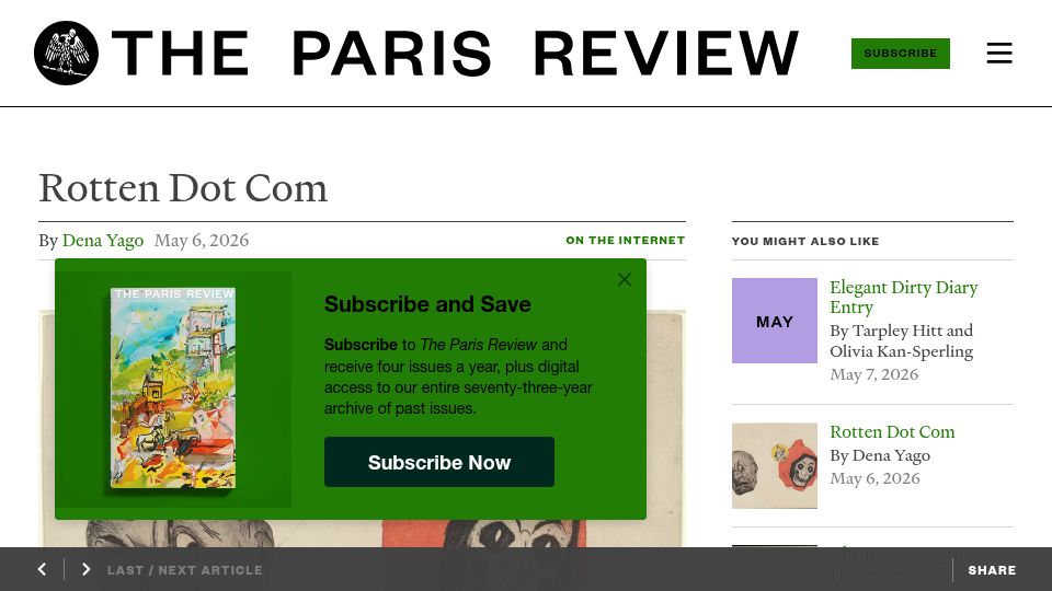 Screenshot of theparisreview.org: Rotten Dot Com
