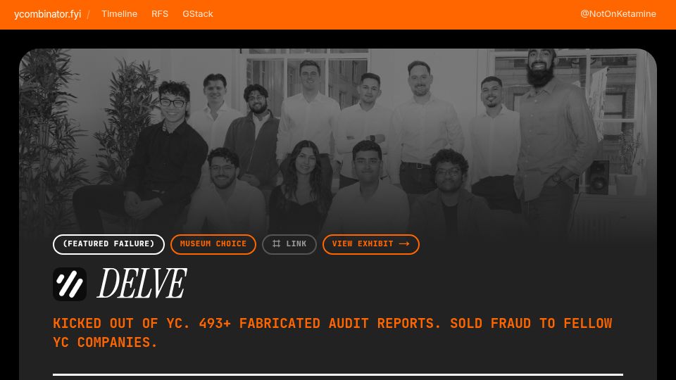 Screenshot of ycombinator.fyi: YC's Biggest Scandals