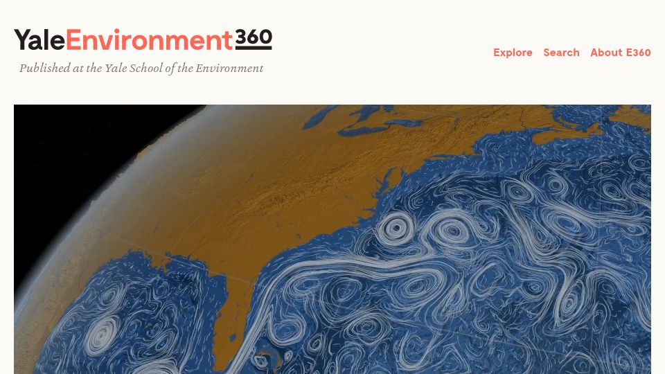 Screenshot of e360.yale.edu: Scientists warn Atlantic current at risk of shutting down