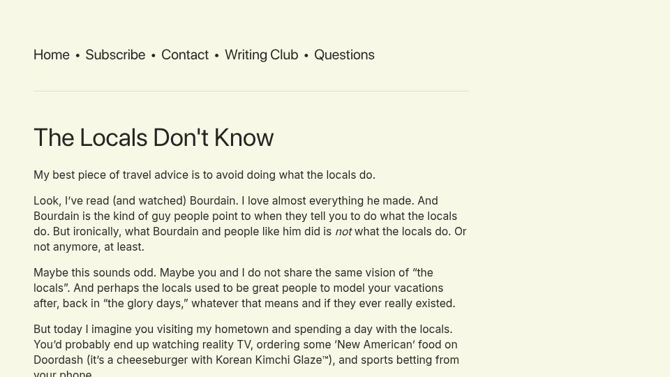 Screenshot of quarter--mile.com: The locals don't know