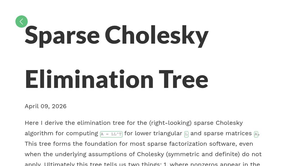 Screenshot of reidatcheson.com: Sparse Cholesky Elimination Tree