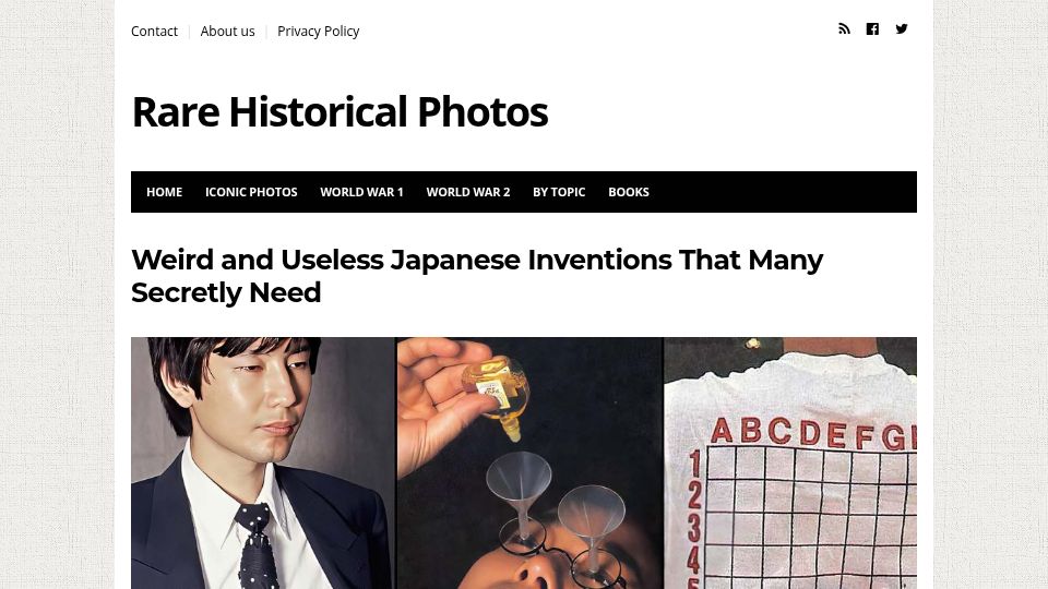 Screenshot of rarehistoricalphotos.com: Chindogu: Weird and Useless Japanese Inventions