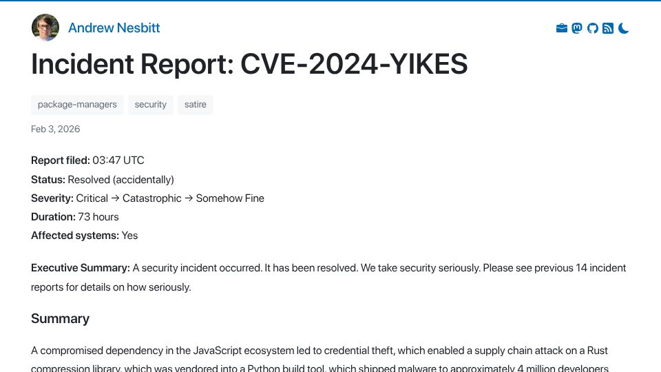 Screenshot of nesbitt.io: Incident Report: CVE-2024-YIKES
