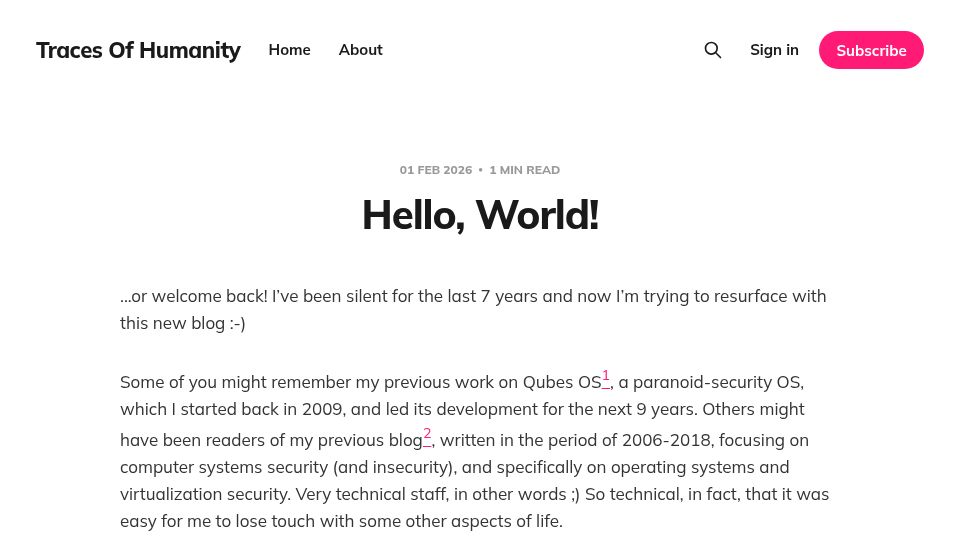 Screenshot of tracesofhumanity.org: Traces Of Humanity