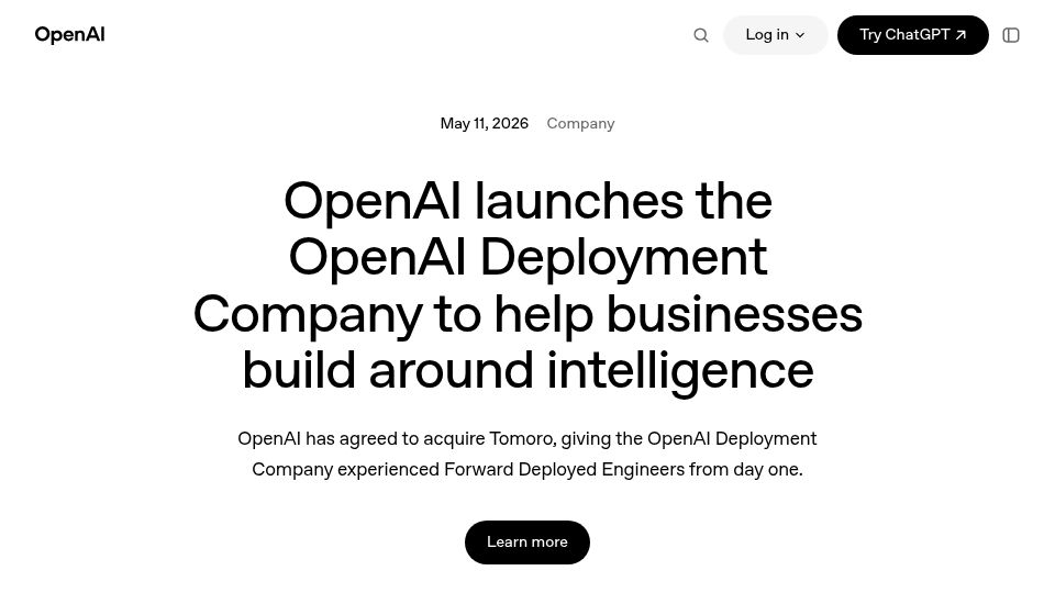 Screenshot of openai.com: The OpenAI Deployment Company
