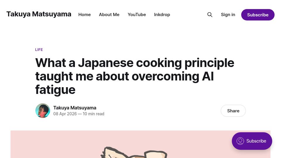 Screenshot of devas.life: What a Japanese cooking principle taught me about overcoming AI fatigue