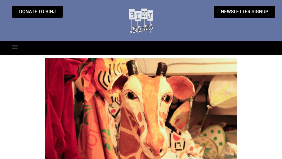 Screenshot of binj.news: The Boston library where you still can borrow a giant puppet