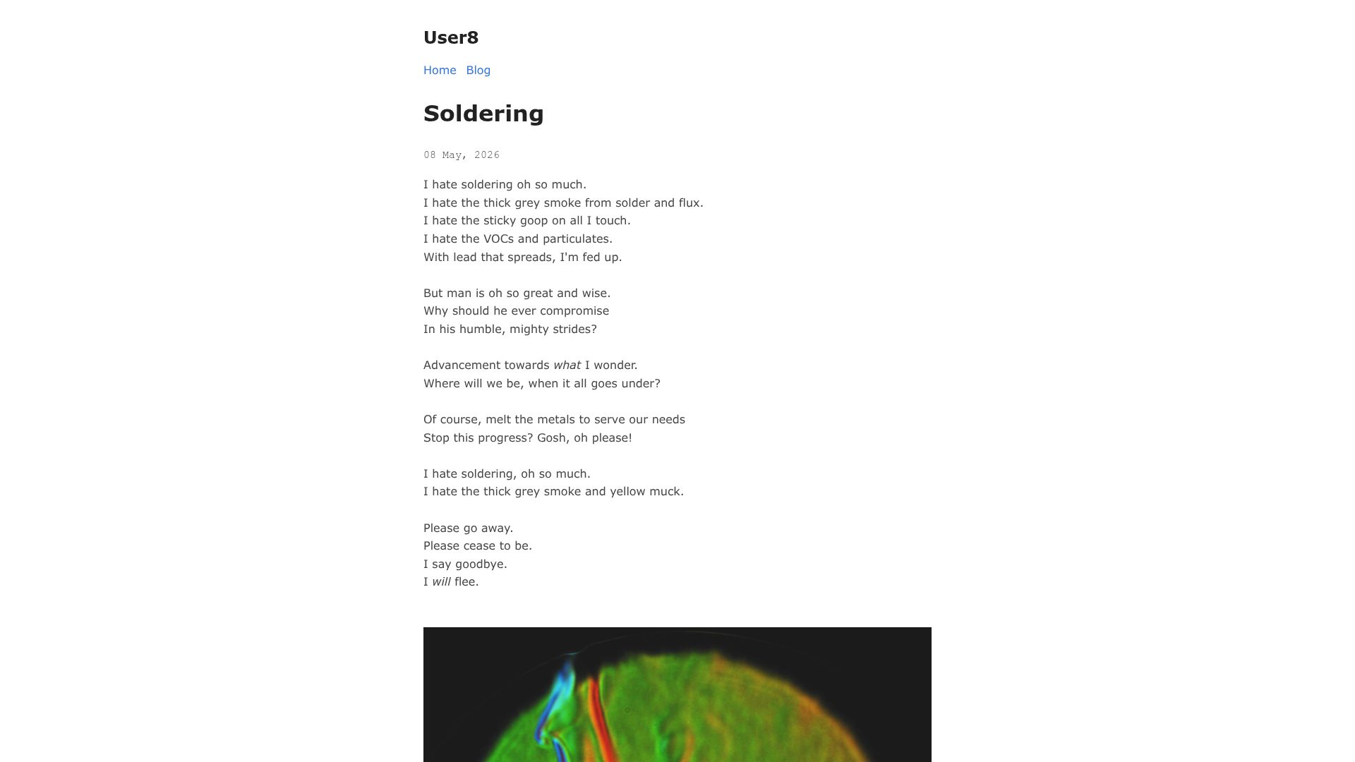 Screenshot of user8.bearblog.dev: I hate soldering