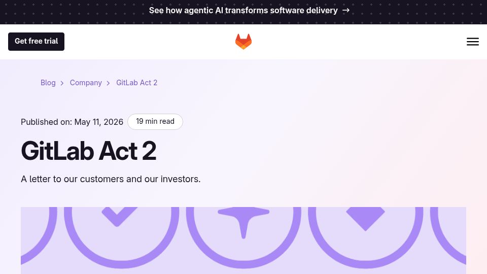 Screenshot of about.gitlab.com: GitLab announces workforce reduction and end of their CREDIT values