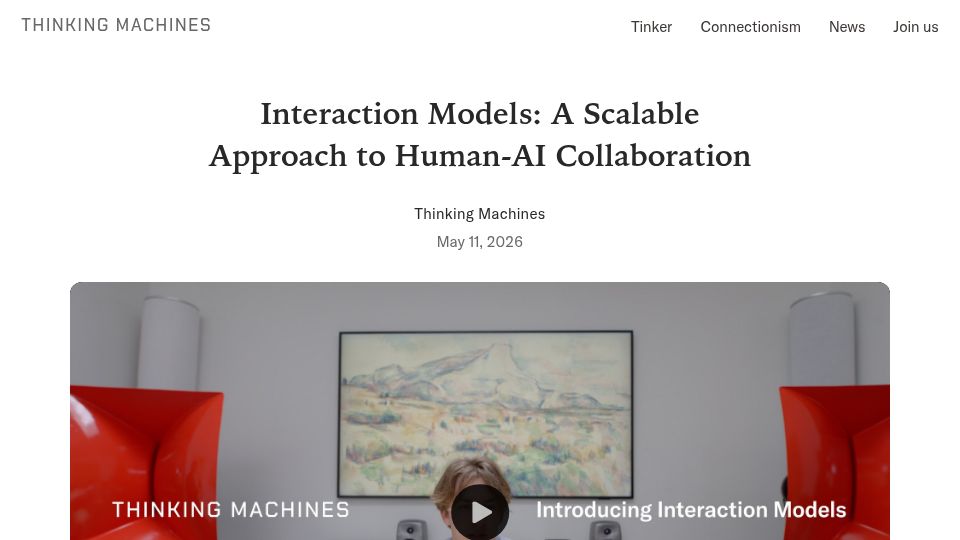 Screenshot of thinkingmachines.ai: Interaction Models