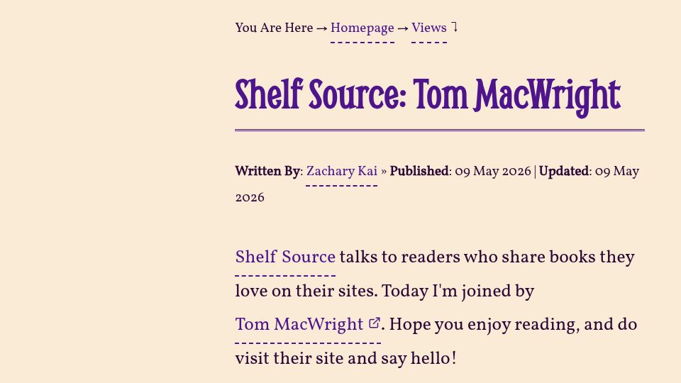 Screenshot of roadlessread.com: Shelf Source: Tom MacWright