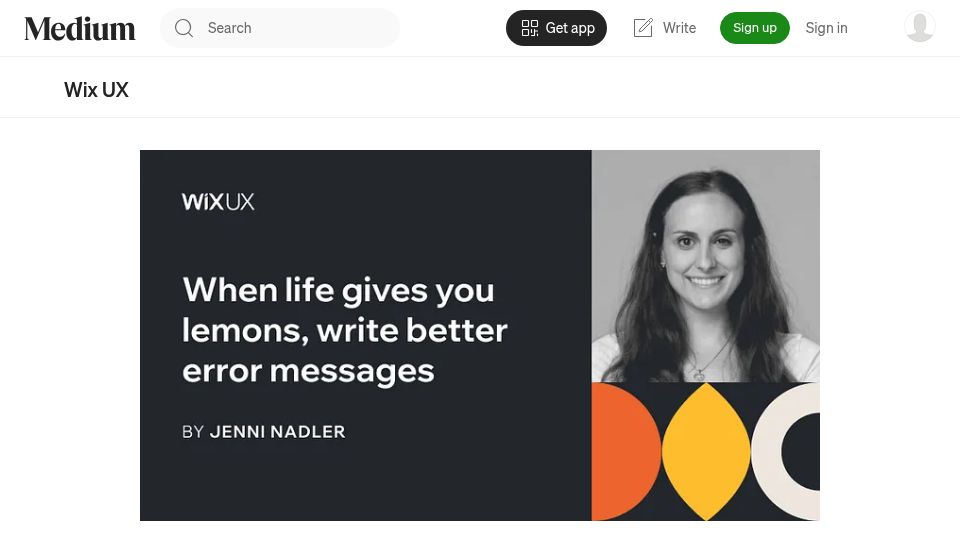 Screenshot of wix-ux.com: When life gives you lemons, write better error messages