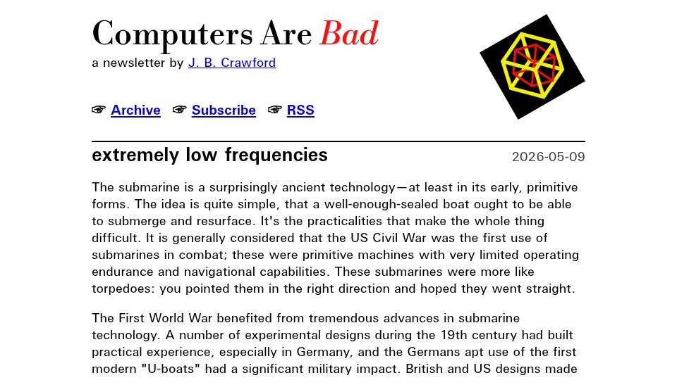 Screenshot of computer.rip: Extremely Low Frequencies