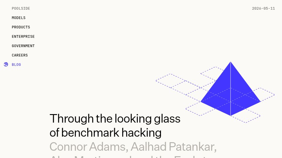Screenshot of poolside.ai: Through the looking glass of benchmark hacking