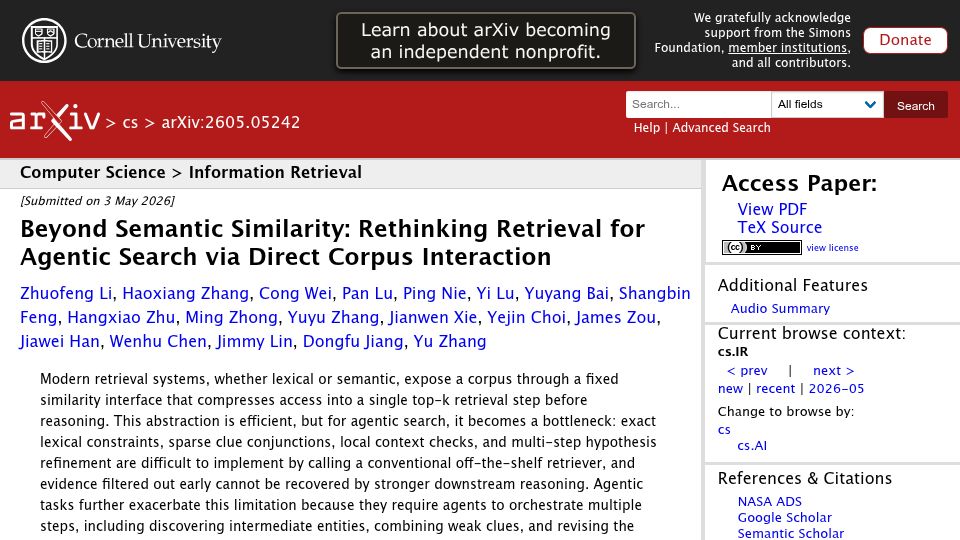 Screenshot of arxiv.org: Beyond Semantic Similarity