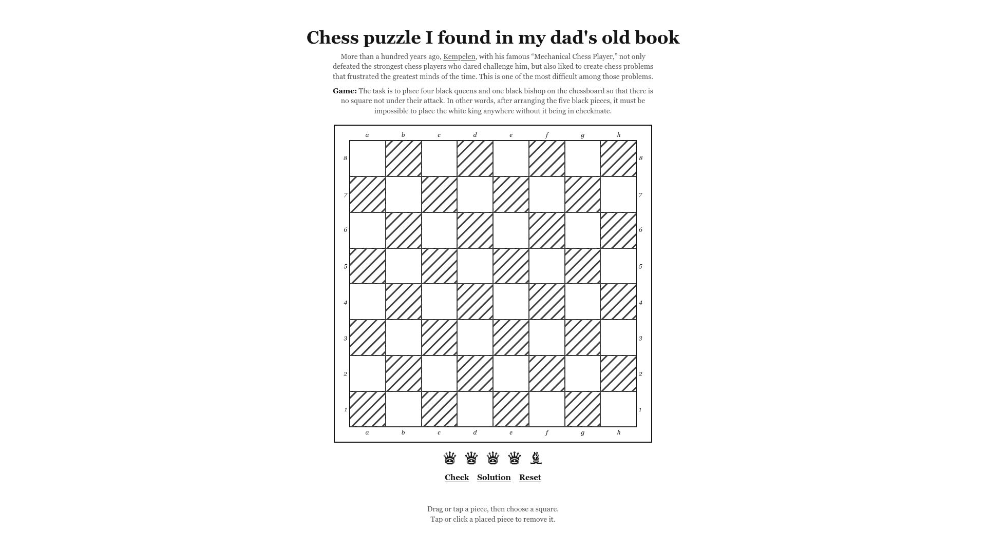 Screenshot of ardoedo.it: Chess puzzle I found in my dad's old book