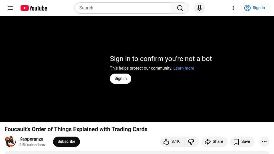 Screenshot of youtube.com: Foucault's Order of Things Explained with Trading Cards [video]
