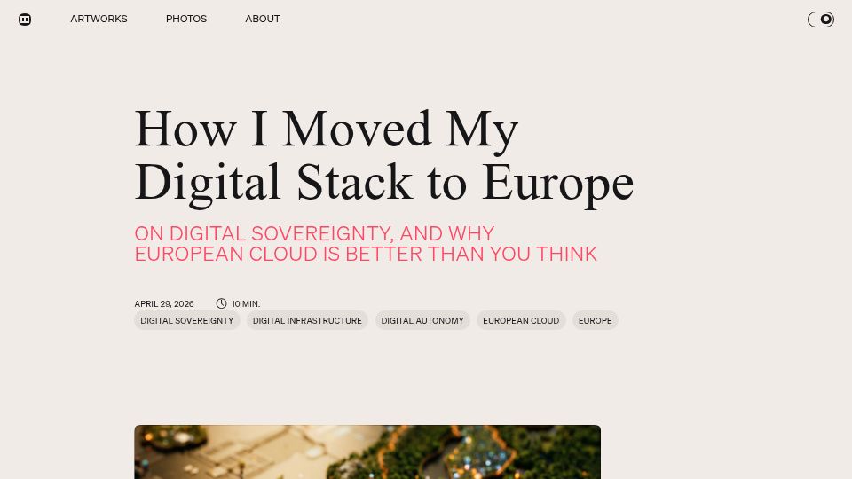 Screenshot of monokai.com: I moved my digital stack to Europe