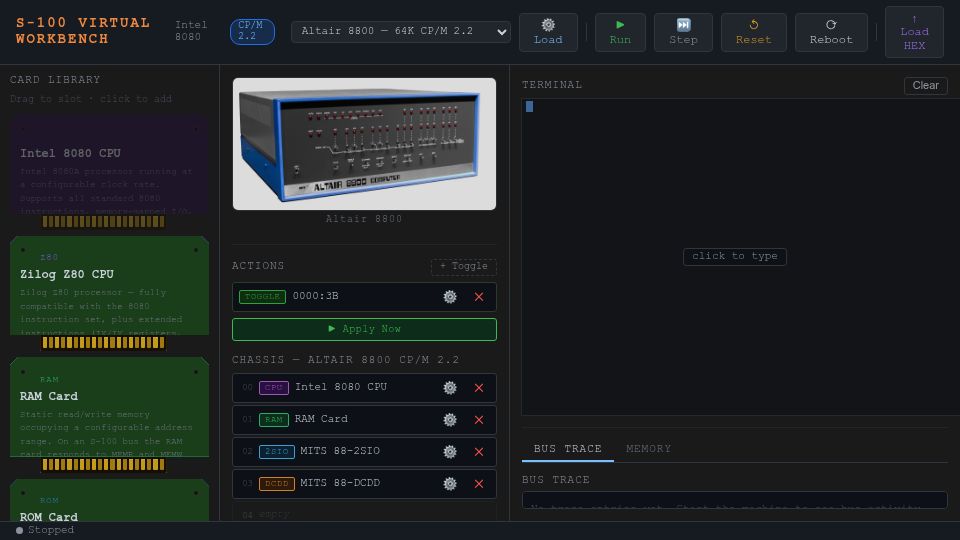 Screenshot of grantmestrength.github.io: S-100 Virtual Workbench
