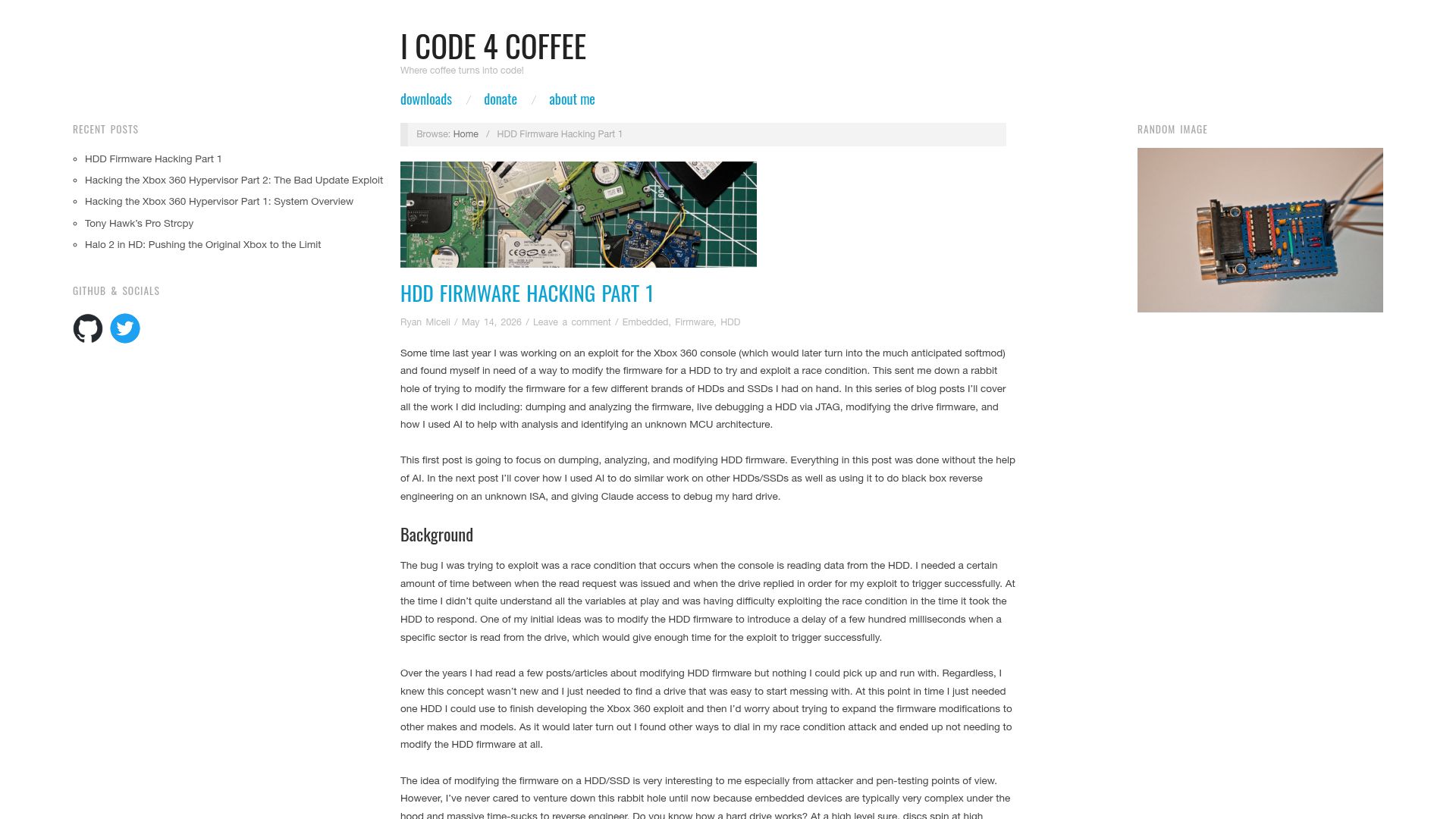 Screenshot of icode4.coffee: HDD Firmware Hacking