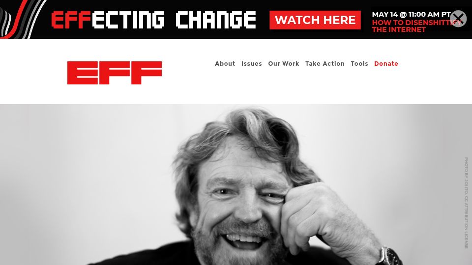 Screenshot of eff.org: Leaving the Physical World