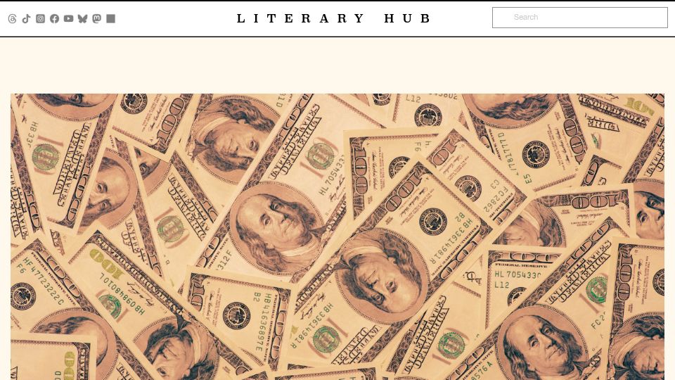 Screenshot of lithub.com: The conflation of money and things