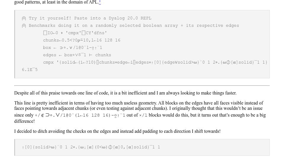Screenshot of homewithinnowhere.com: Saying Goodbye to one line of APL