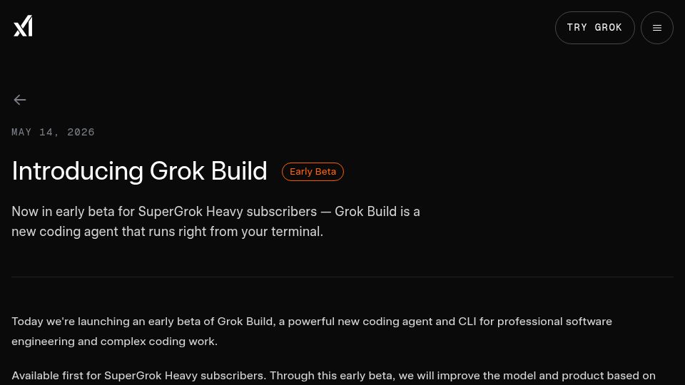 Screenshot of x.ai: Grok Build