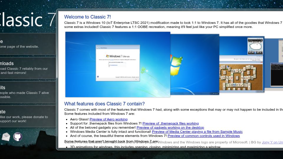 Screenshot of classic7.lol: Classic 7 is a Windows 10 LTSC mod to look 1:1 to Windows 7