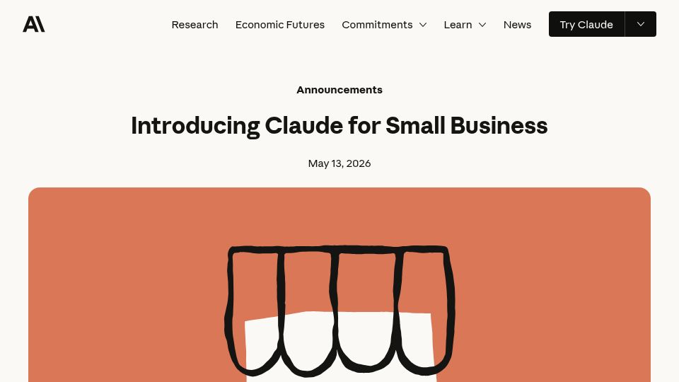 Screenshot of anthropic.com: Claude for Small Business