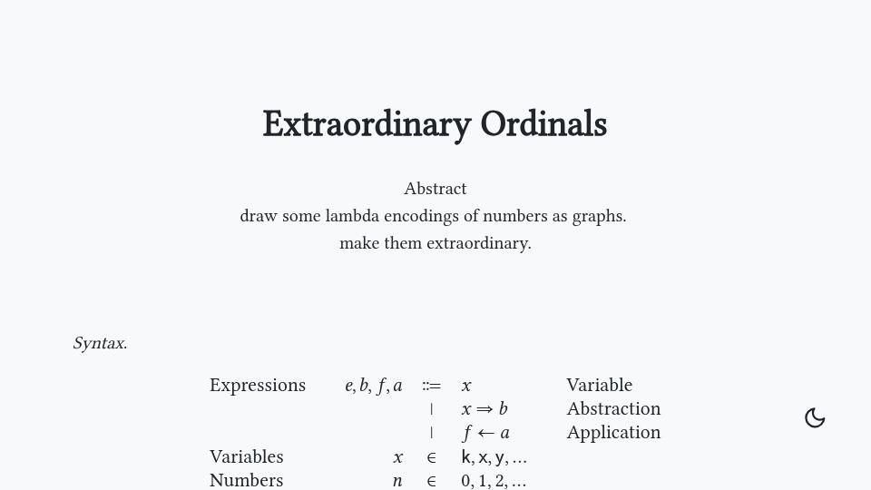 Screenshot of text.marvinborner.de: Extraordinary Ordinals