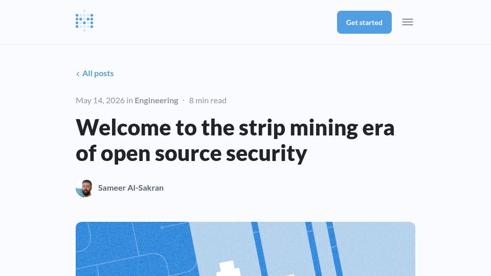 Screenshot of metabase.com: Welcome to the Strip Mining Era of OSS Security