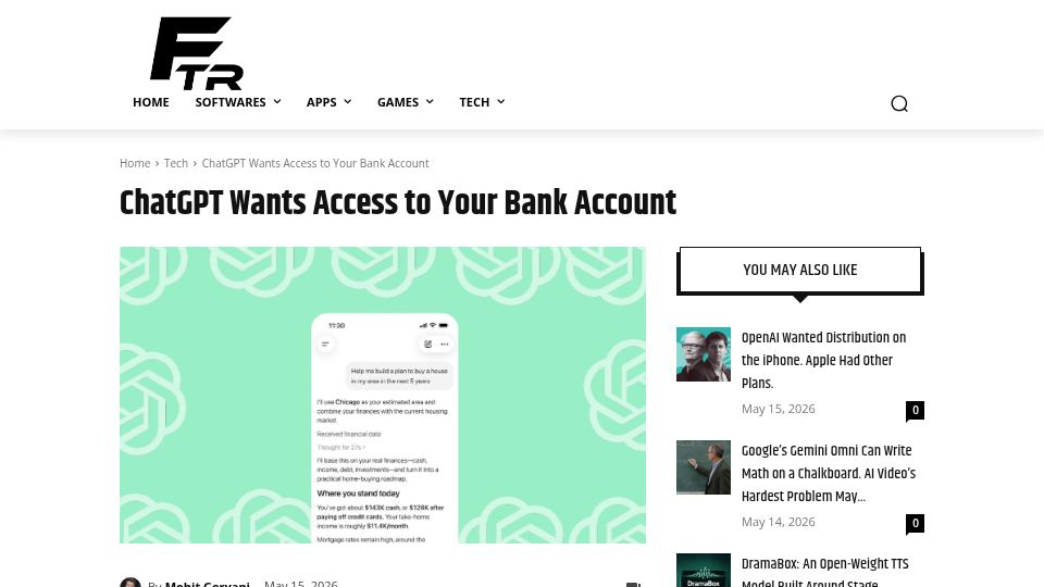 Screenshot of firethering.com: OpenAI is connecting ChatGPT to bank accounts via Plaid