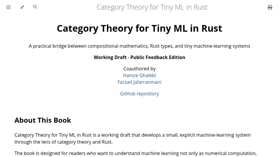 Screenshot of hghalebi.github.io: Building ML framework with Rust and Category Theory