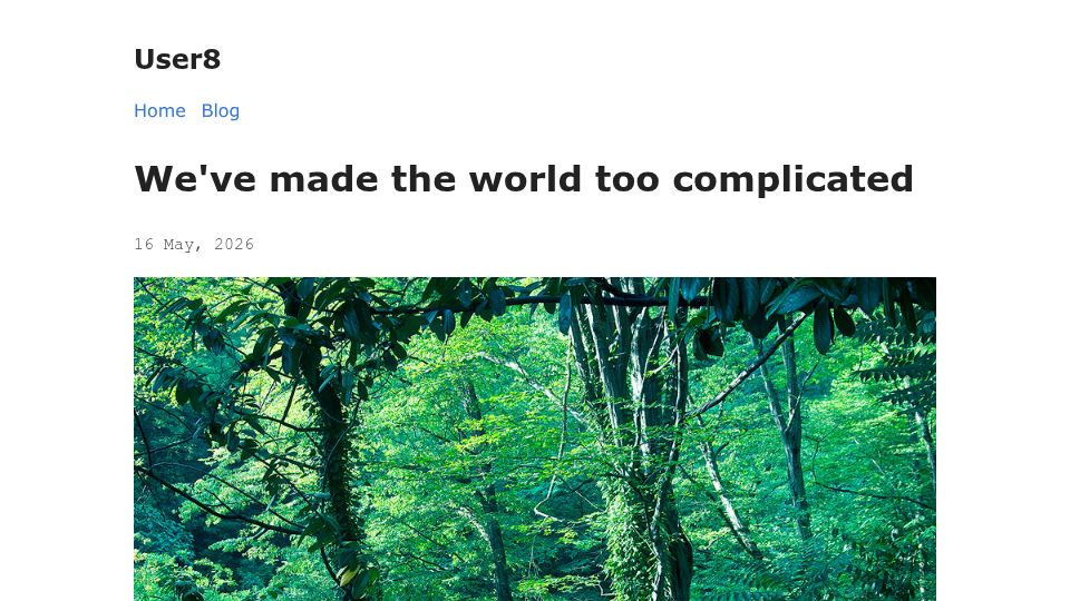 Screenshot of user8.bearblog.dev: We've made the world too complicated
