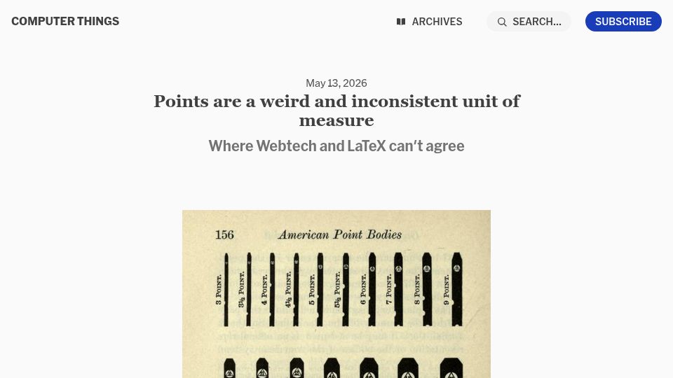 Screenshot of buttondown.com: Points are a weird and inconsistent unit of measure