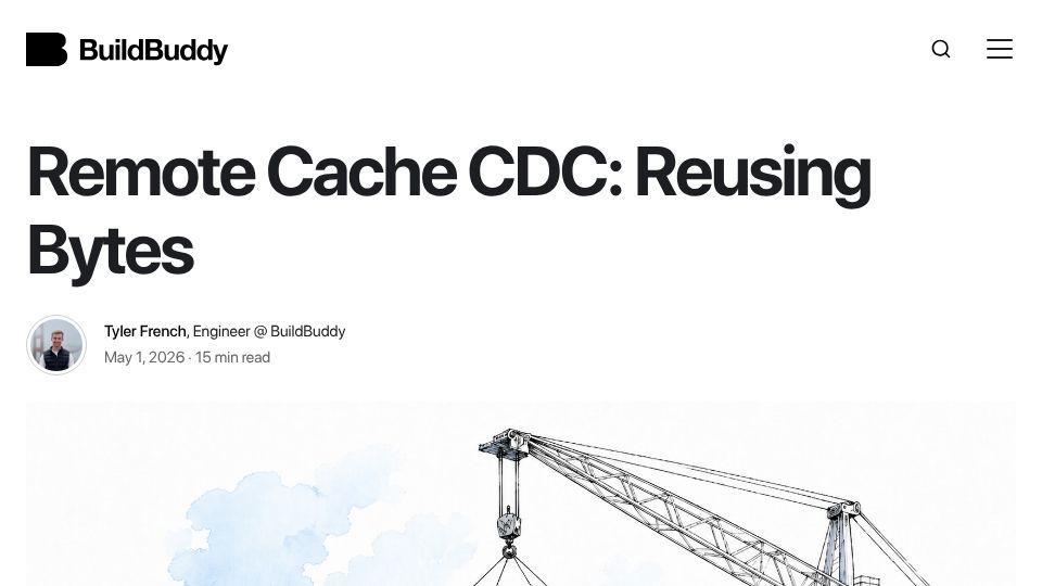 Screenshot of buildbuddy.io: Content-defined chunking added to Bazel